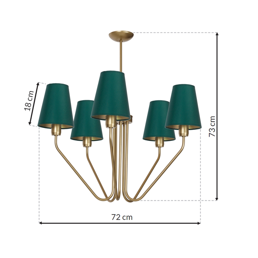 Viseći luster VICTORIA 5xE27/60W/230V zelena
