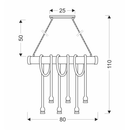 Viseći luster VINT 6xE27/40W/230V bambus