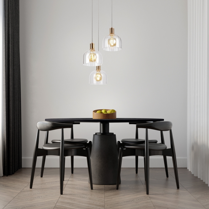 Viseći luster VIVE na sajli, 3xE27/15W/230V, zlatni