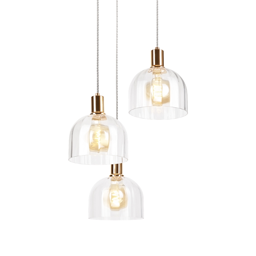 Viseći luster VIVE na sajli, 3xE27/15W/230V, zlatni