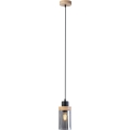 Viseći luster WOODNEST na kabelu, 1xE27/15W/230V, borovina/dimljeno-crna