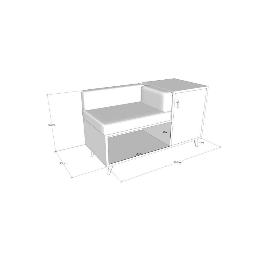 Višenamjenska klupa ANZER 60x100 cm smeđa/crna