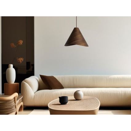 Visilica na sajli 1xE27/60W/230V, Ø 33 cm, masivno drvo/orah/kaučukovac