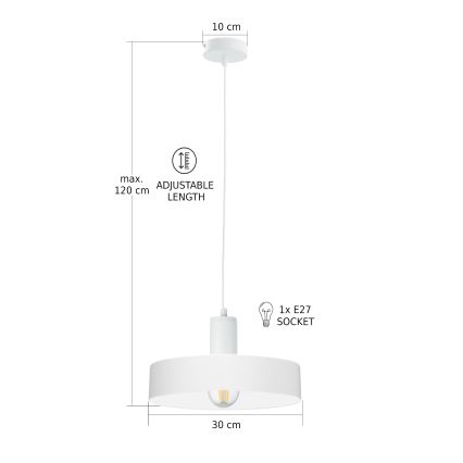 Visilica na sajli ARCANE 1xE27/60W/230V bijela