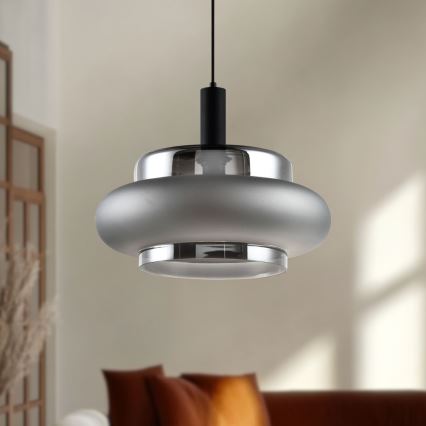 Visilica na sajli BRIZI 1xE27/40W/230V siva/dimljena