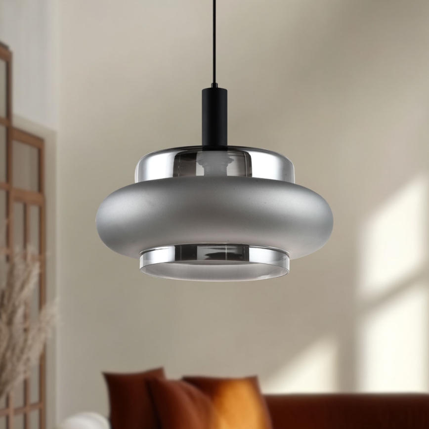 Visilica na sajli BRIZI 1xE27/40W/230V siva/dimljena