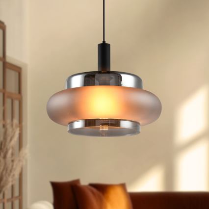 Visilica na sajli BRIZI 1xE27/40W/230V siva/dimljena