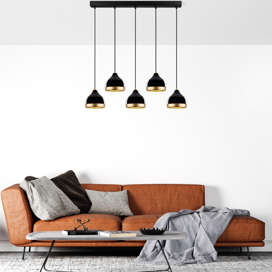 Visilica YILDO 5xE27/40W/230V crna/zlatna