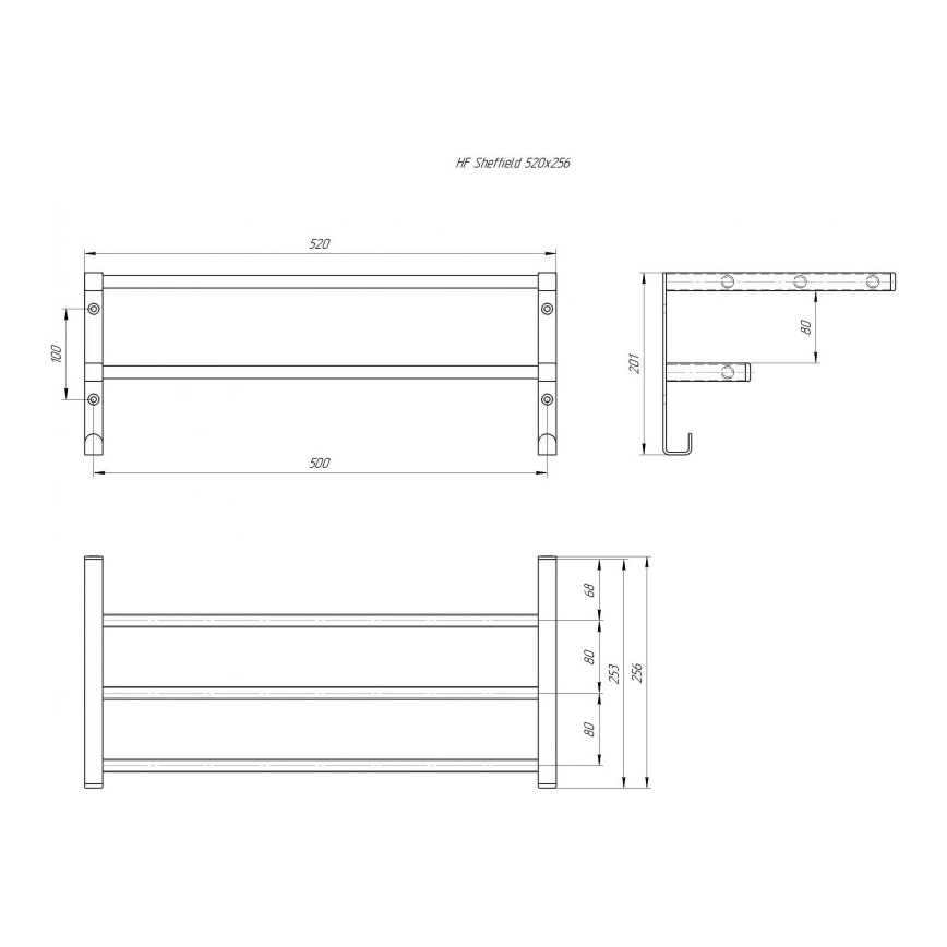 Vješalica za ručnike za kupaonski radijator HF SHEFFIELD 52x25,6 cm bijela