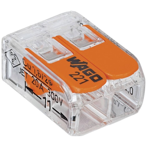 WAGO 221-412 - Spojnica za žice COMPACT 2x4 450V narančasta