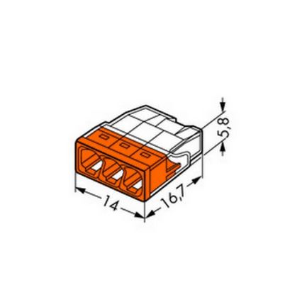 WAGO 2273-203 - Spojnica za razvodnu kutiju COMPACT 3x2,5 450V narančasta