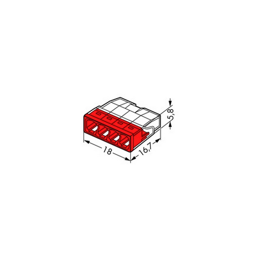 WAGO 2273-204 - Spojnica za razvodnu kutiju COMPACT 4x2,5 450V crvena