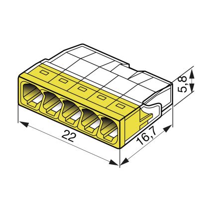 WAGO 2273-205 - Spojnica za razvodnu kutiju COMPACT 5x2,5 450V žuta