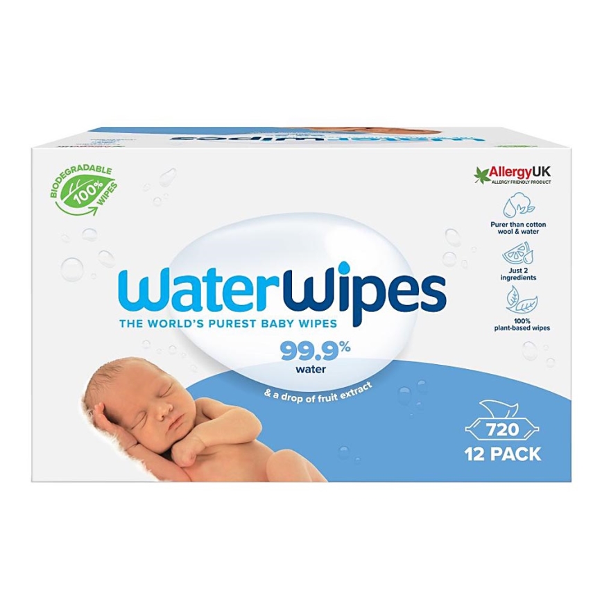 WaterWipes - SET 12x Vlažne maramice bez plastike 60 kom (720 kom)