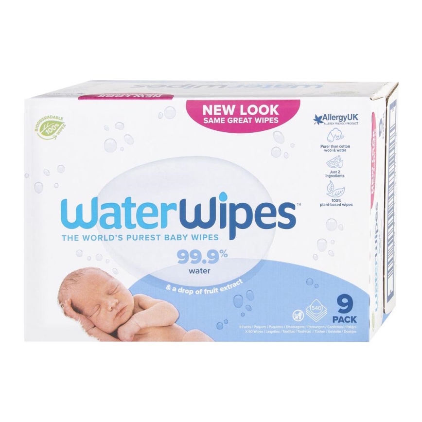 WaterWipes - SET 9x Vlažne maramice bez plastike 60 kom (540 kom)