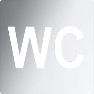 WC ikona 12x12 cm, inox/srebrna