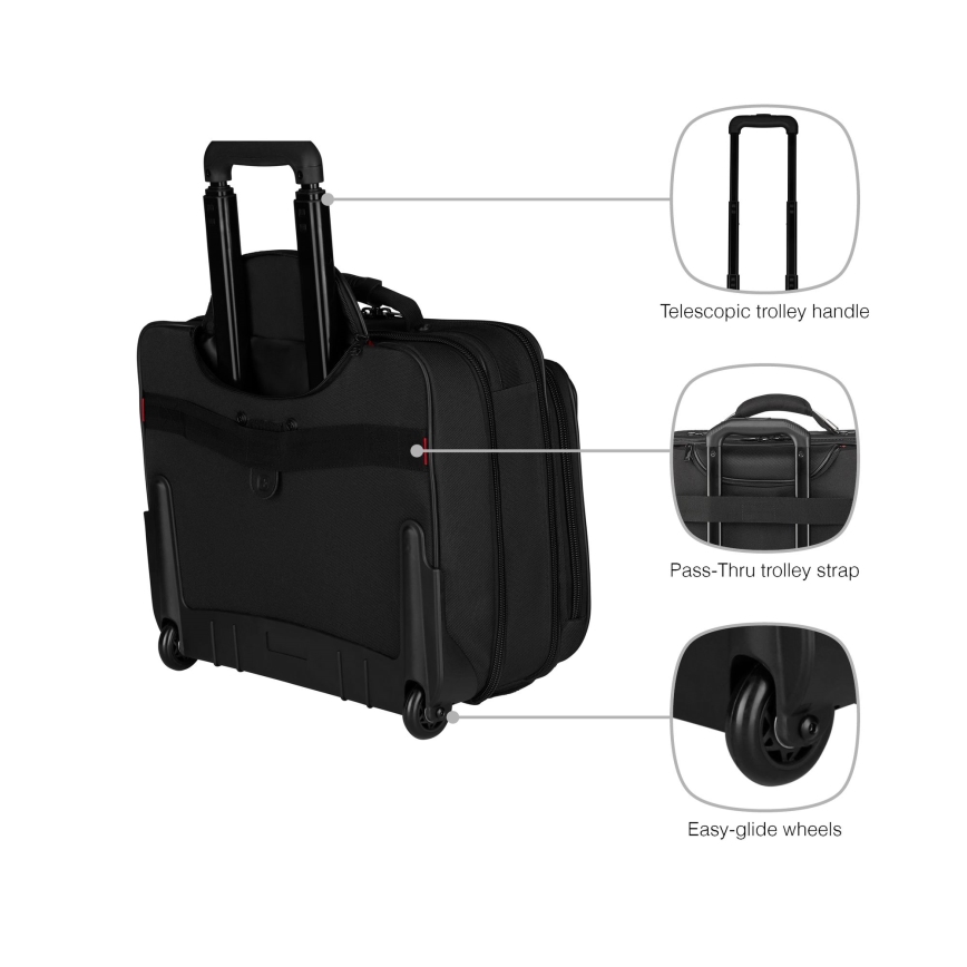 Wenger - Putna prtljaga na kotačićima 29 l + Futrola za laptop 15,6 Granada crna