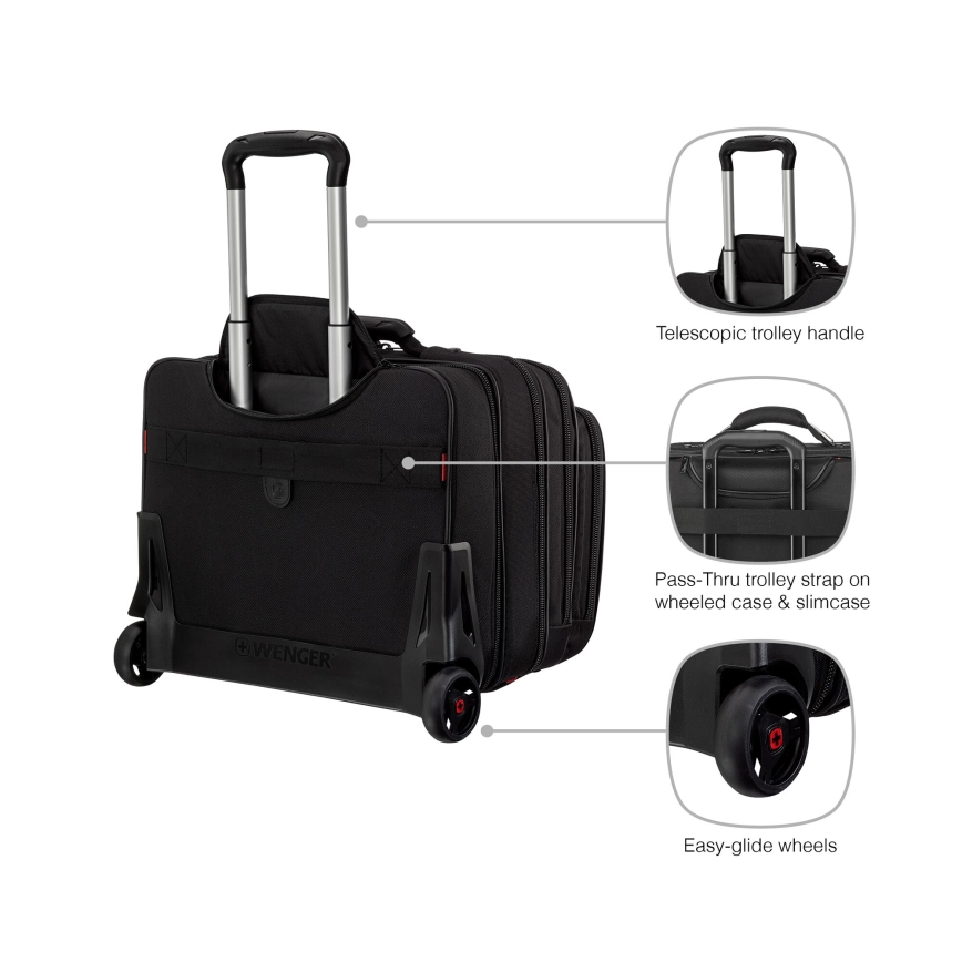 Wenger - Putni kofer na kotačićima 25 l 17" + Torba za laptop 15,6" Patriot crna