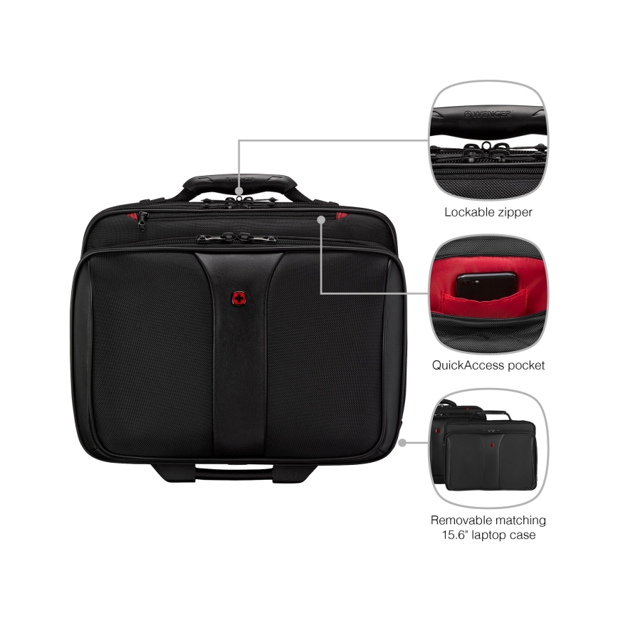 Wenger - Putni kofer na kotačićima 25 l 17" + Torba za laptop 15,6" Patriot crna
