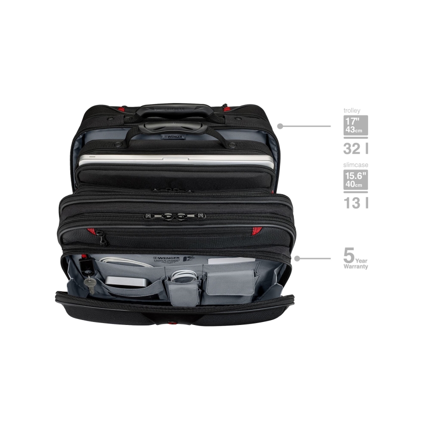 Wenger - Putni kofer na kotačićima 25 l 17" + Torba za laptop 15,6" Patriot crna