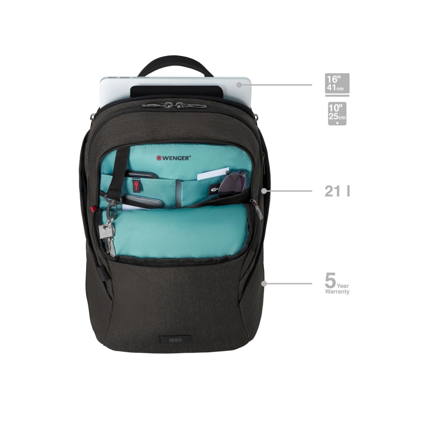 Wenger - Ruksak za laptop 21 l 16" s džepom za tablet 10" MX Light crna