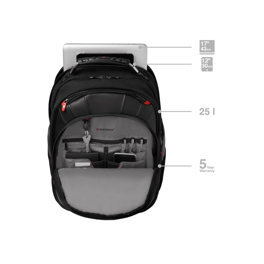 Wenger - Ruksak za laptop 25 l 17" s džepom za tablet 12" Pegasus crna/siva