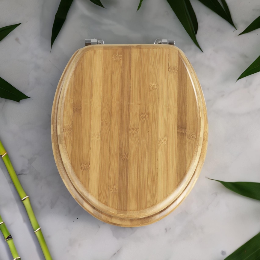 WENKO 144726100 - WC daska BAMBOO 34x41 cm smeđa/srebrna