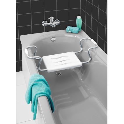 WENKO 17930100-Sjedište za kadu SECURA 26x18 cm bijelo/srebrno