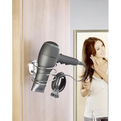 WENKO 18770100-Držač sušila za kosu TURBO-LOC okrugli čelični 14x11,5 cm sjajni krom