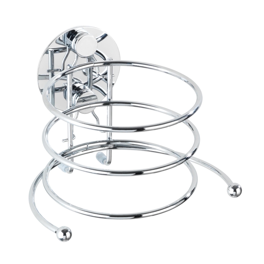WENKO 18770100-Držač sušila za kosu TURBO-LOC okrugli čelični 14x11,5 cm sjajni krom