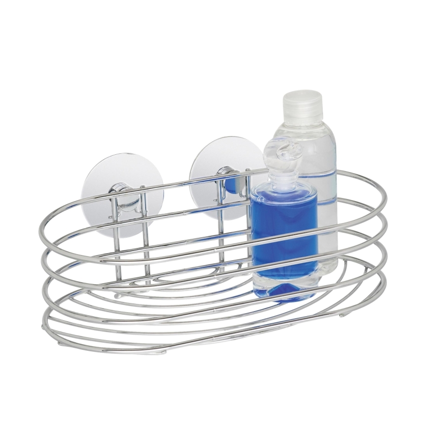 WENKO 18775100 - Polica TURBO-LOC, okrugla, čelik, 23,5 x 13,5 cm, sjajni krom