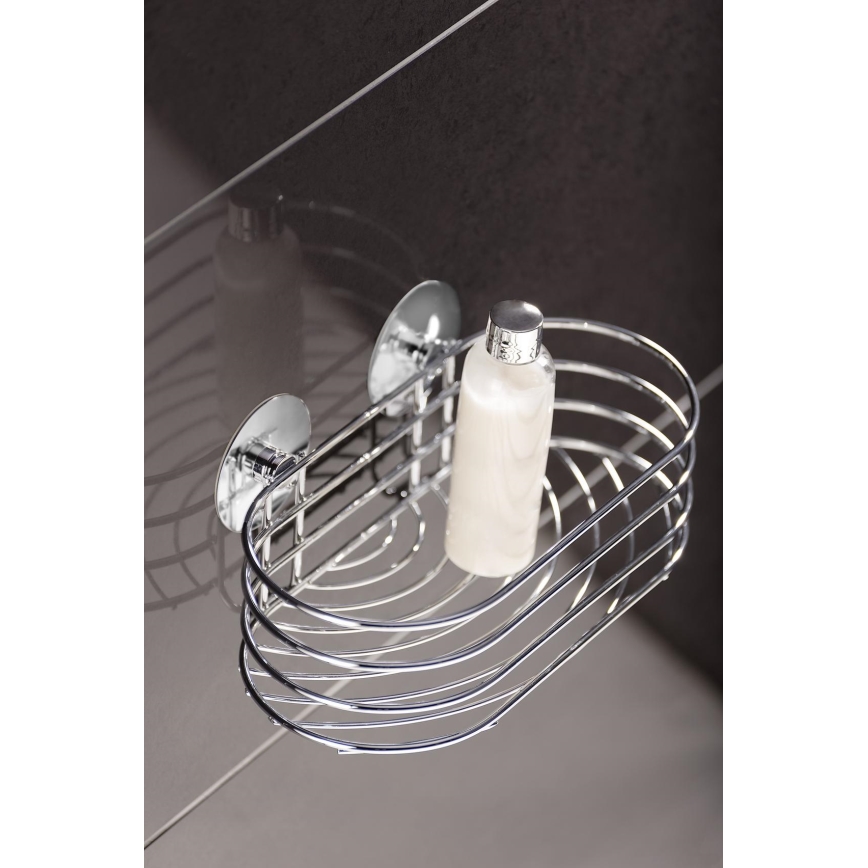 WENKO 18775100-Polica TURBO-LOC OKRUGLA ČELIK 23,5x13,5 cm sjajni krom
