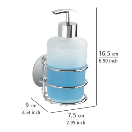 WENKO 18777100-Dozator sapuna TURBO-LOC OKRUGLI ČELIK 7,5x16,5 cm sjajni krom/bijela
