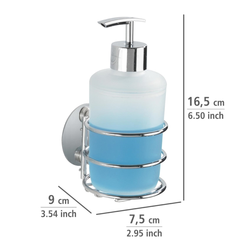 WENKO 18777100-Dozator sapuna TURBO-LOC OKRUGLI ČELIK 7,5x16,5 cm sjajni krom/bijela