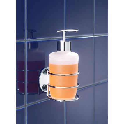 WENKO 18777100-Dozator sapuna TURBO-LOC OKRUGLI ČELIK 7,5x16,5 cm sjajni krom/bijela