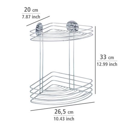 WENKO 18914100-Kutna okrugla polica TURBO-LOC, čelična, 26,5x33 cm, sjajni krom