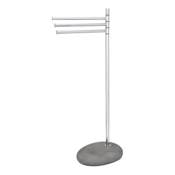 WENKO 19493100 - Stalak za ručnike PEBBLE STONE 38x84 cm sjajni krom/siva