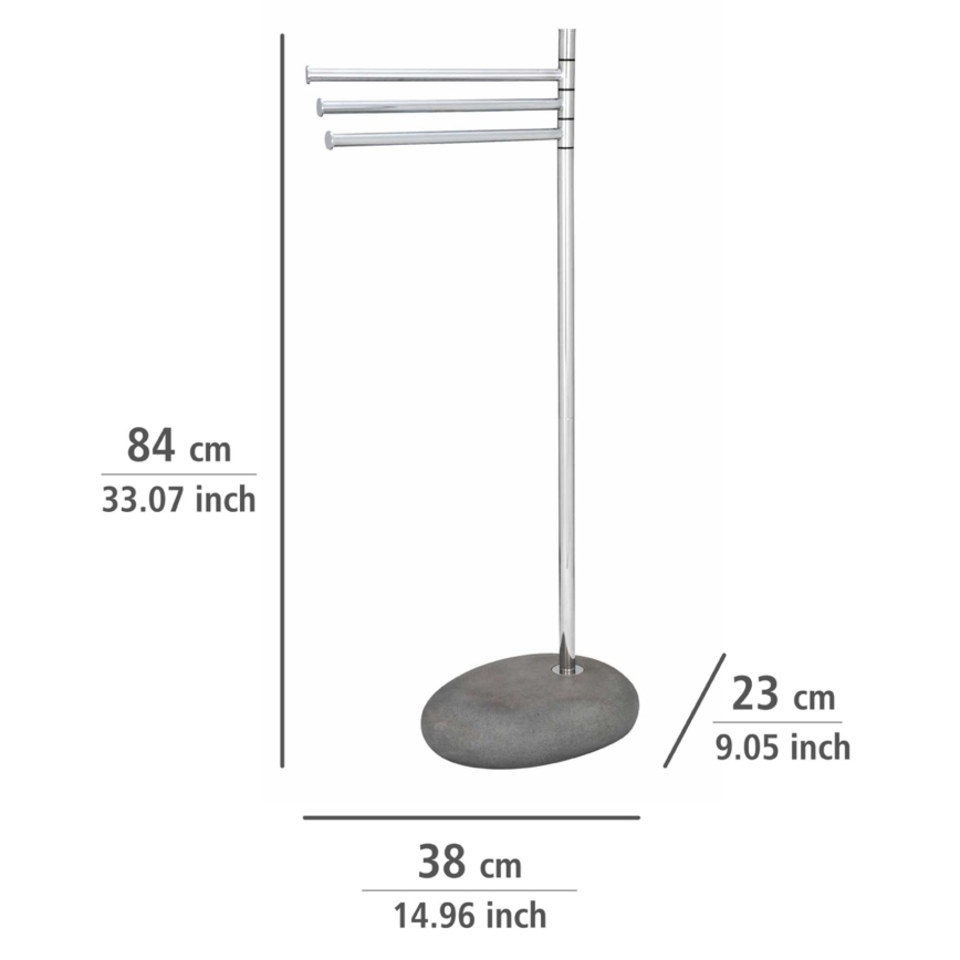 WENKO 19493100 - Stalak za ručnike PEBBLE STONE 38x84 cm sjajni krom/siva