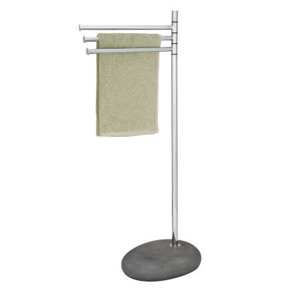 WENKO 19493100 - Stalak za ručnike PEBBLE STONE 38x84 cm sjajni krom/siva