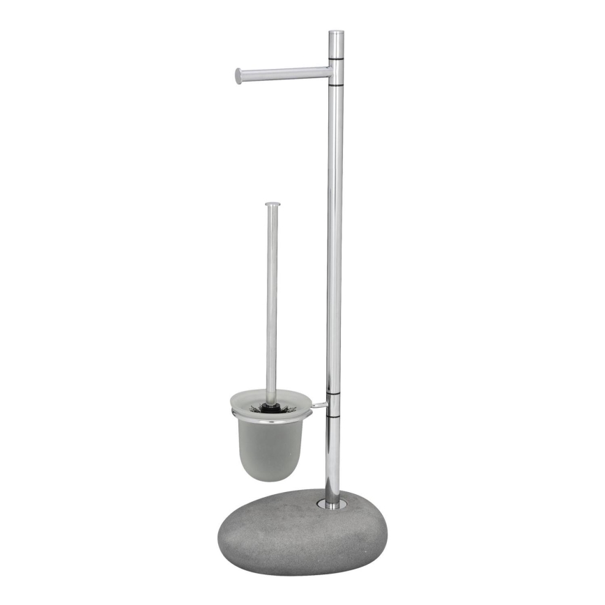 WENKO 19494100 - Četka za WC PEBBLE STONE 23,5x70 cm sjajni chrom/siva/satinirano