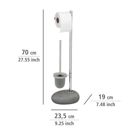 WENKO 19494100 - Četka za WC PEBBLE STONE 23,5x70 cm sjajni chrom/siva/satinirano