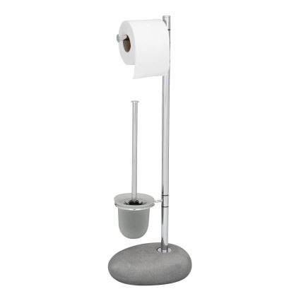 WENKO 19494100 - Četka za WC PEBBLE STONE 23,5x70 cm sjajni chrom/siva/satinirano