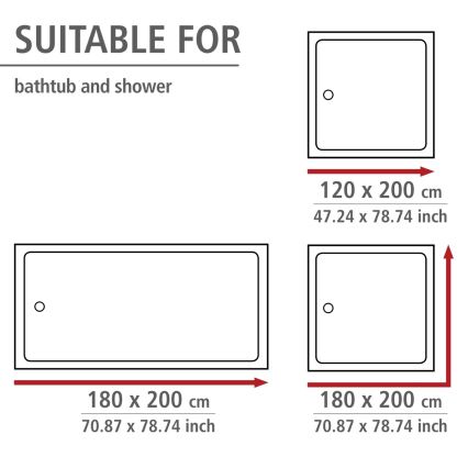 WENKO 20044100 - Zavjesa za tuš 180x200 cm siva