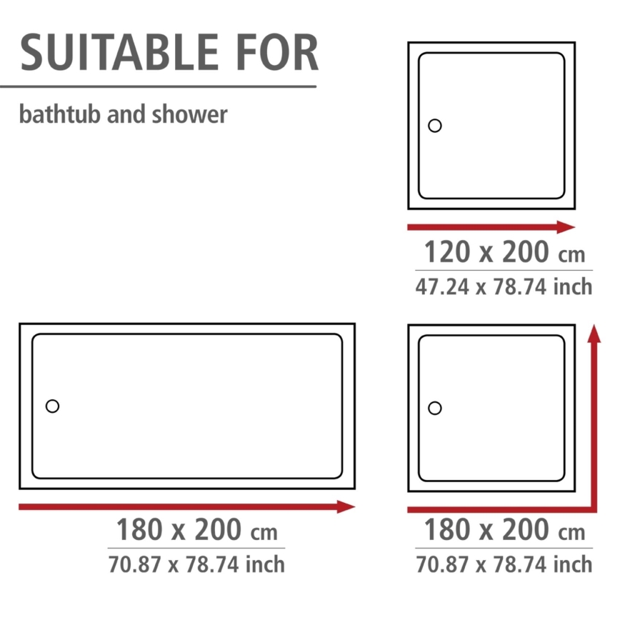 WENKO 20044100 - Zavjesa za tuš 180x200 cm siva
