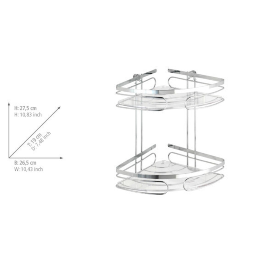 WENKO 20412100-Kutna polica PREMIUM OD NEHRĐAJUĆEG ČELIKA 26,5x27,5 cm nehrđajući čelik/srebrna
