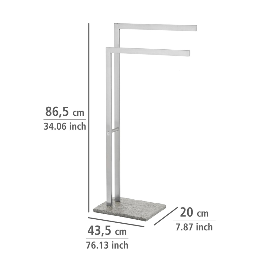 WENKO 20603100 - Stalak za ručnike GRANIT 43,5x86,5 cm nehrđajući čelik/satinski završetak/siva