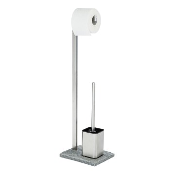 WENKO 20604100 - WC četka GRANIT 23x73,5 cm nehrđajući čelik/satinirano/siva