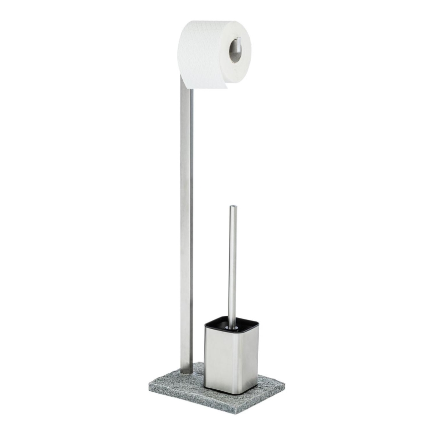 WENKO 20604100 - WC četka GRANIT 23x73,5 cm nehrđajući čelik/satinirano/siva