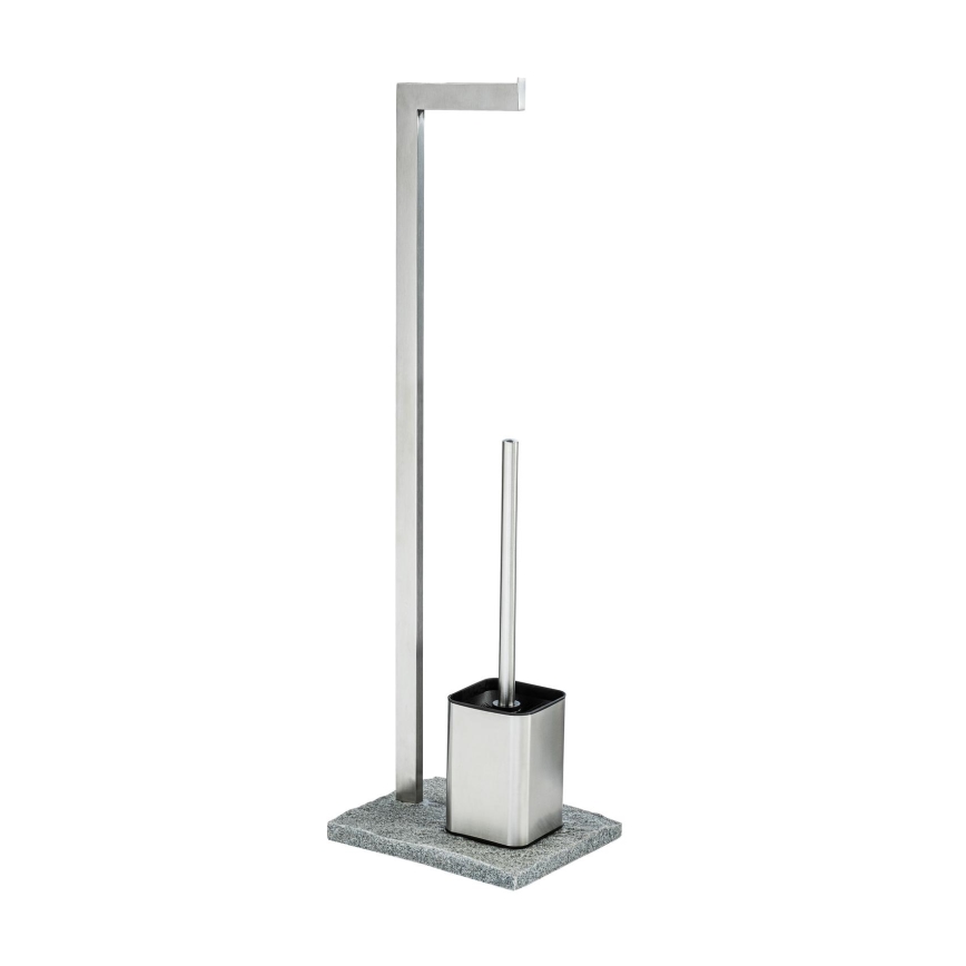 WENKO 20604100 - WC četka GRANIT 23x73,5 cm nehrđajući čelik/satinirano/siva