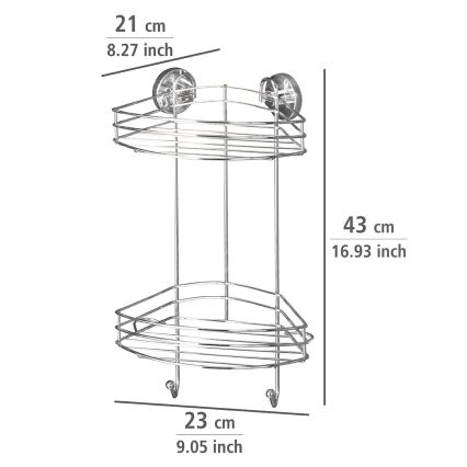 WENKO 20885100-Kutna polica VACUUM-LOC RUND STAH 24,5x41 cm sjajni krom